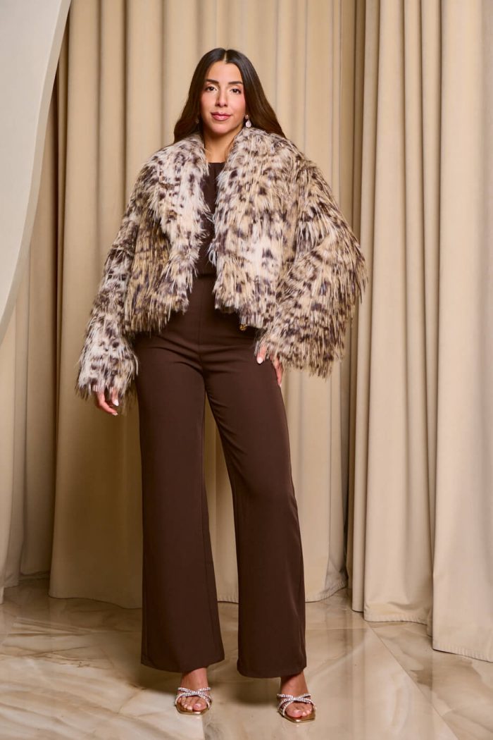 Γούνα κοντή με animal print