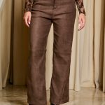 Παντελόνι καστόρι σε ίσια γραμμή σκούρο καφέ