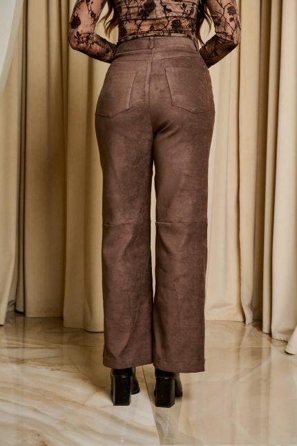 Παντελόνι καστόρι σε ίσια γραμμή σκούρο καφέ