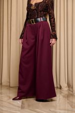 Παντελόνι με πιέτες μπροστά και ζώνη βουργουνδί - Image 5