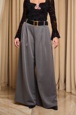 Παντελόνι με πιέτες μπροστά και ζώνη γκρι - Image 3