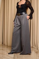 Παντελόνι με πιέτες μπροστά και ζώνη γκρι - Image 5