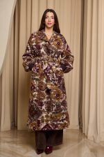 Παλτό μακρύ με ζώνη εμπριμέ - Image 2