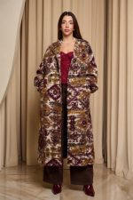 Παλτό μακρύ με ζώνη εμπριμέ - Image 3