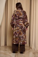 Παλτό μακρύ με ζώνη εμπριμέ - Image 6