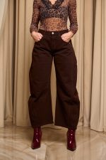 Παντελόνι τζιν barrel σκούρο καφέ - Image 3