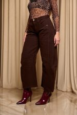 Παντελόνι τζιν barrel σκούρο καφέ - Image 5