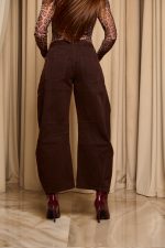 Παντελόνι τζιν barrel σκούρο καφέ - Image 6