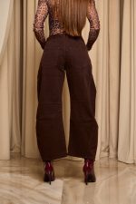 Παντελόνι τζιν barrel σκούρο καφέ - Image 7