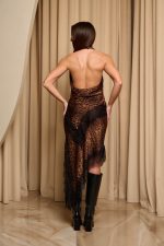 Σετ μπλούζα - φούστα animal print με μαύρη δαντέλα - Image 6