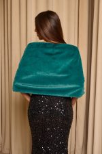 Γούνα συνθετική ετόλ με κόσμημα στρας κυπαρισσί - Image 6