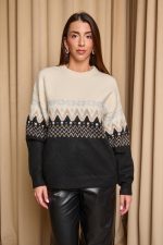 Μπλούζα πλεκτή με Jacquard σχέδιο ασπρόμαυρη - Image 3