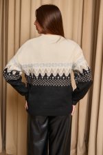 Μπλούζα πλεκτή με Jacquard σχέδιο ασπρόμαυρη - Image 5