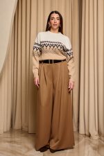 Μπλούζα πλεκτή με Jacquard σχέδιο εκρού - μπεζ - Image 2