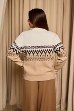 Μπλούζα πλεκτή με Jacquard σχέδιο εκρού - μπεζ - Image 5