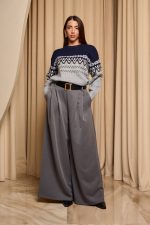 Μπλούζα πλεκτή με Jacquard σχέδιο μπλε - γκρι - Image 2