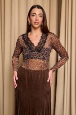 Κορμάκι see through με σχέδιο δαντέλα animal print - Image 3