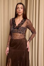 Κορμάκι see through με σχέδιο δαντέλα animal print - Image 4