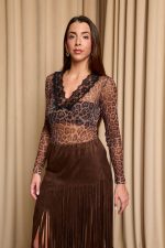 Κορμάκι see through με σχέδιο δαντέλα animal print - Image 5