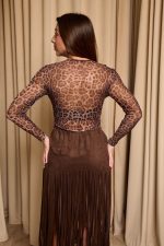 Κορμάκι see through με σχέδιο δαντέλα animal print - Image 6