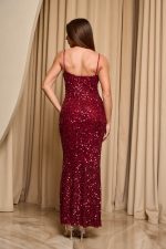 Φόρεμα maxi με παγιέτες και λεπτές τιράντες κόκκινο - Image 6