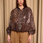 Τζάκετ bomber με παγιέτες σε animal print