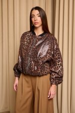 Τζάκετ bomber με παγιέτες σε animal print - Image 7