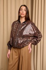 Τζάκετ bomber με παγιέτες σε animal print - Image 8