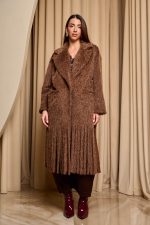 Παλτό με πέτο γιακά και κρόσσια καφέ - Image 4