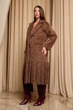 Παλτό με πέτο γιακά και κρόσσια καφέ - Image 6