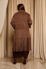 Παλτό με πέτο γιακά και κρόσσια καφέ - Image 7