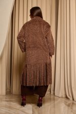 Παλτό με πέτο γιακά και κρόσσια καφέ - Image 8