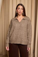 Μπλούζα πλεκτή με γιακά πούρο