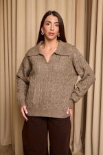 Μπλούζα πλεκτή με γιακά πούρο - Image 3