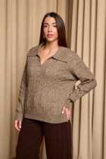 Μπλούζα πλεκτή με γιακά πούρο - Image 5