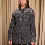 Πουκάμισο τζιν γκρι με πέτρες