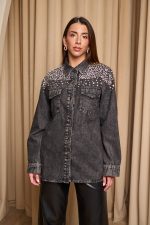 Πουκάμισο τζιν γκρι με πέτρες