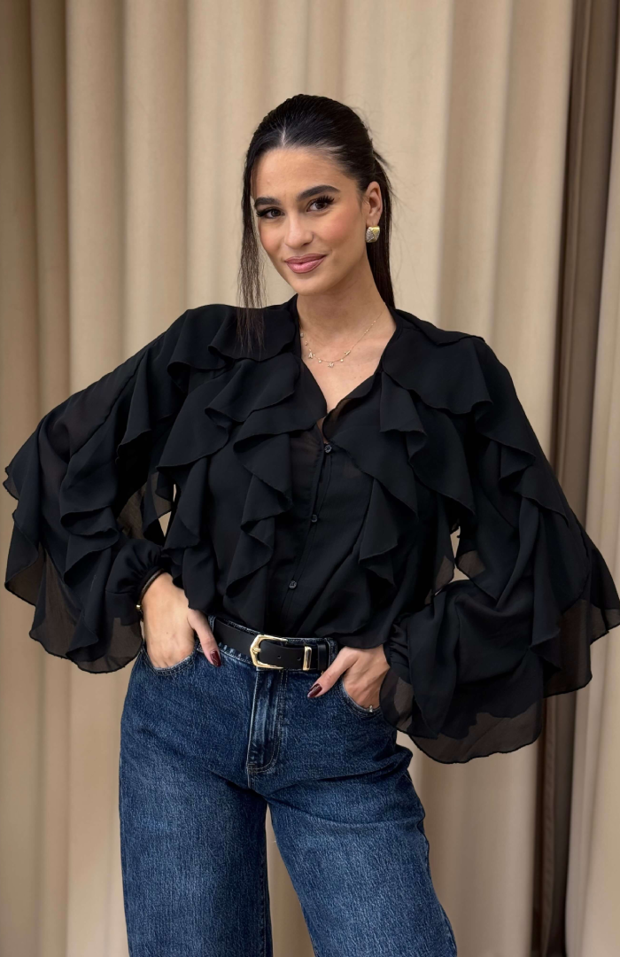 IMG_1055 Πουκάμισο με βολάν μαύρο