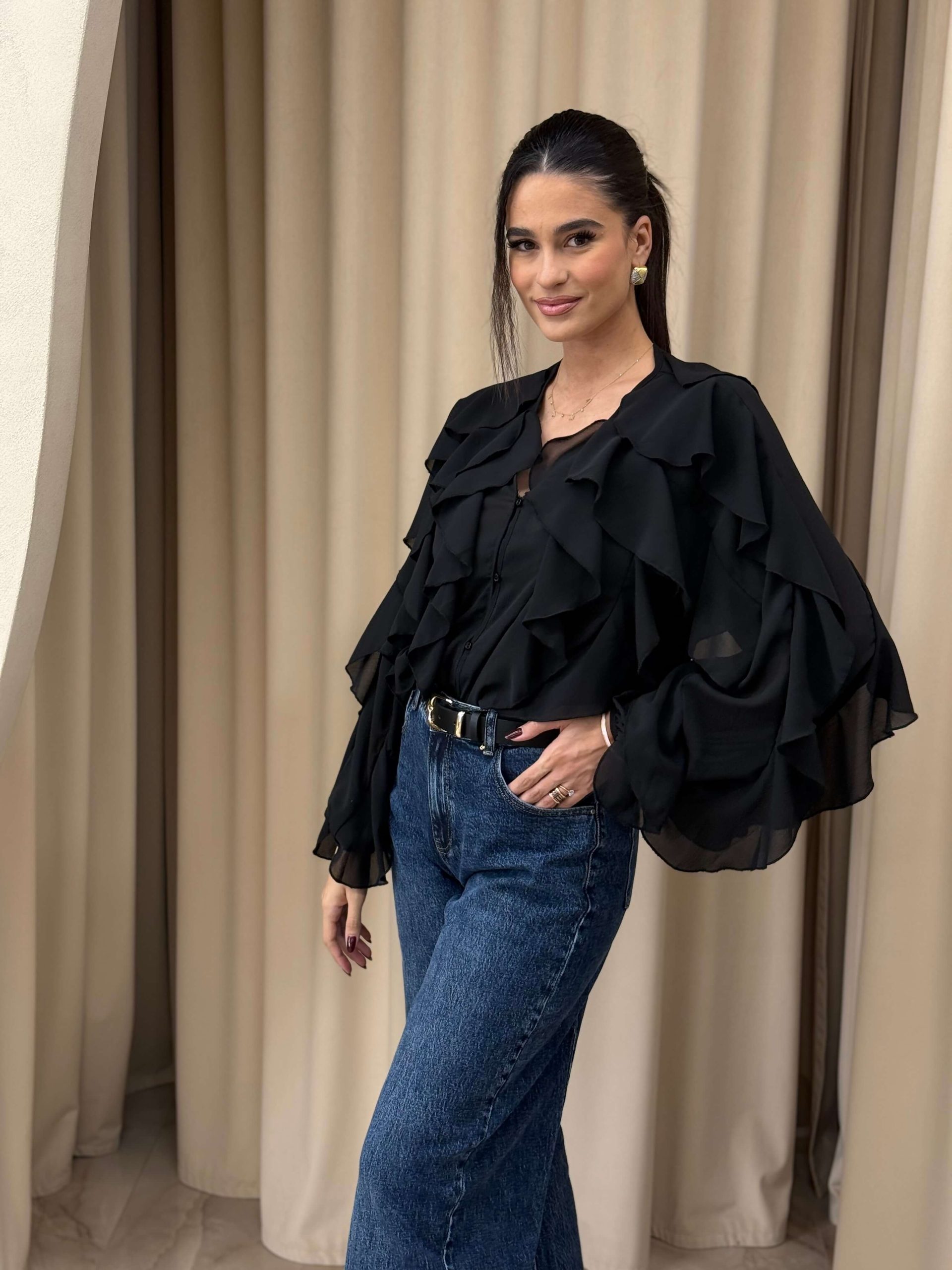 IMG_1059 Πουκάμισο με βολάν μαύρο