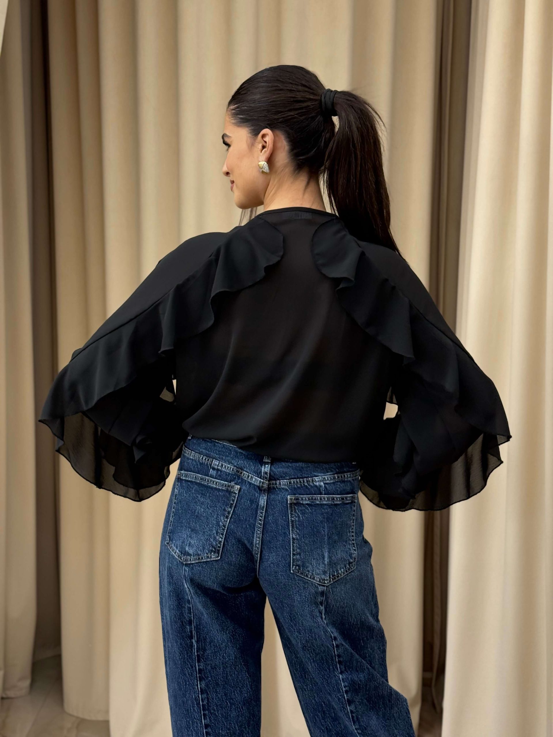 IMG_1060 Πουκάμισο με βολάν μαύρο