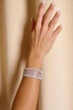 Βραχιόλι cuff με σειρές από στρας ασημί