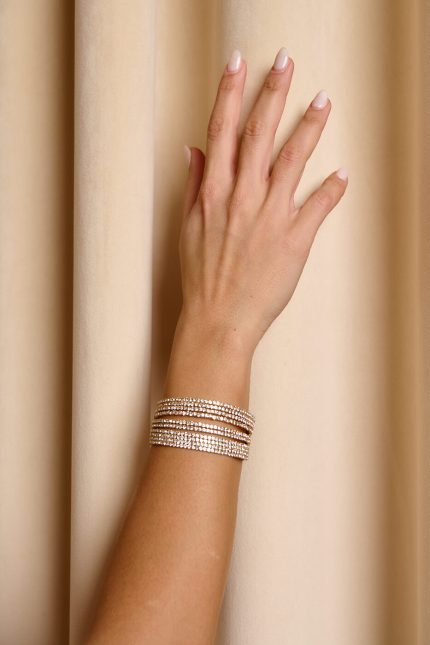 Βραχιόλι cuff με σειρές από στρας χρυσό