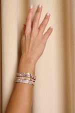 Βραχιόλι cuff με σειρές από στρας χρυσό - Image 2