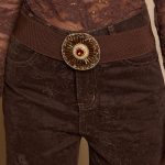 Ζώνη σκούρο καφέ ελαστική με στρας τόκα