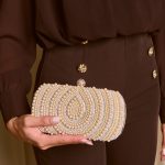 Tσάντα clutch με Πέρλες και Κρύσταλλα Σαμπανιζέ