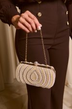 Tσάντα clutch με Πέρλες και Κρύσταλλα Σαμπανιζέ