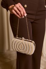 Tσάντα clutch με Πέρλες και Κρύσταλλα Σαμπανιζέ