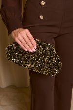 Tσάντα clutch με χρυσές παγιέτες μαύρη