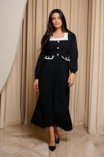 Φόρεμα maxi τύπου Chanel με πιέτες μαύρο - Image 2