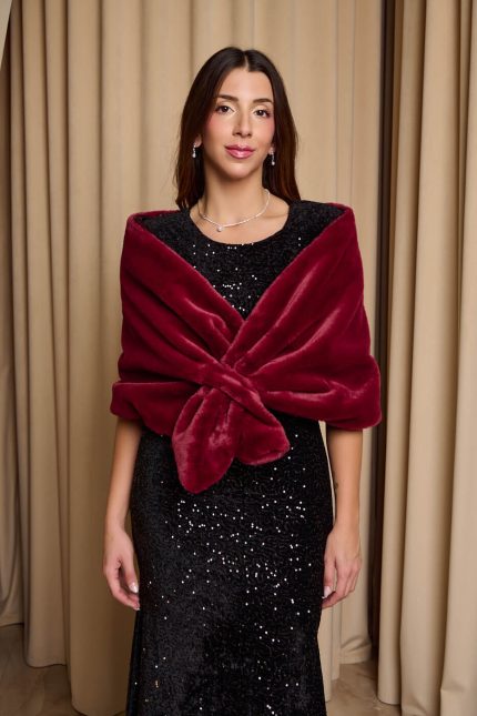 Γούνα συνθετική ετόλ βουργουνδί